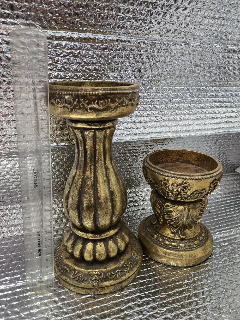 Antique Gold Decorative Candle Holders Set - Home Accents